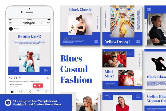 Download Blues Minimalist Fashion Instagram Post - Instagram Collection