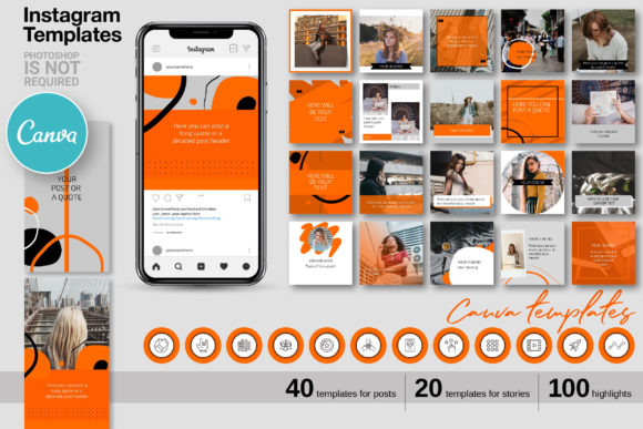 Download Orange CANVA Instagram Template 68 - Instagram Collection