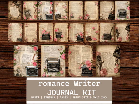 Download Romance Writer Junk Journal Pages Kit - Page Collection
