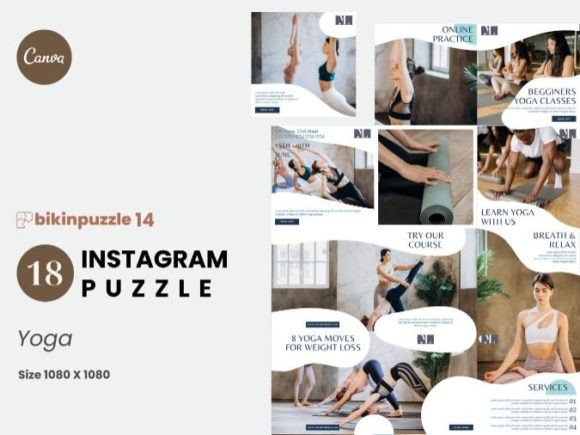 Download Yoga Instagram Puzzle Canva Template - Instagram Collection