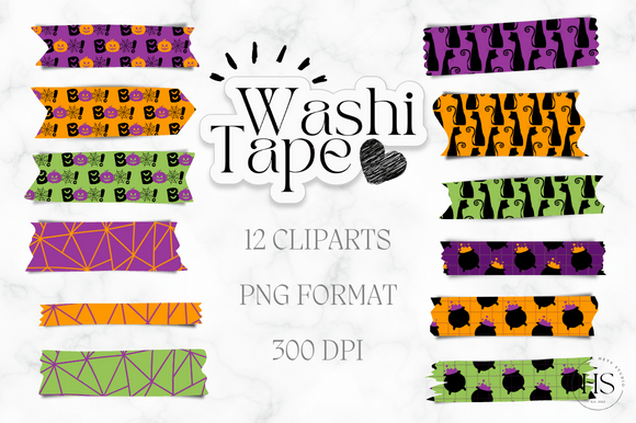 Download 12 Happy Halloween Washi Tape PNG Bundle - Premium Resources