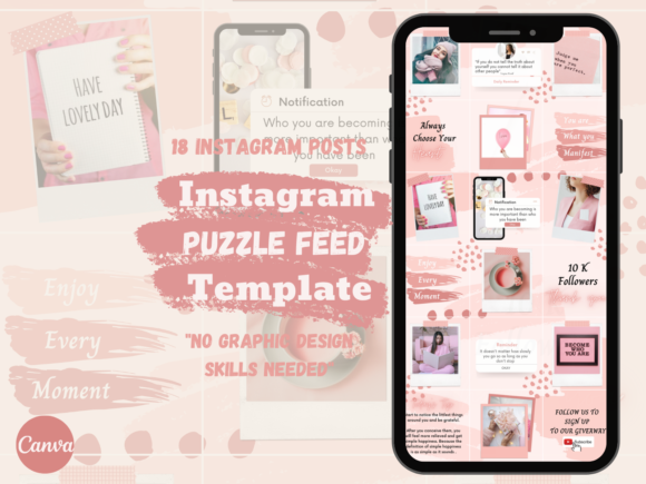 Download Elegant Pink Instagram Puzzle Template - Instagram Collection