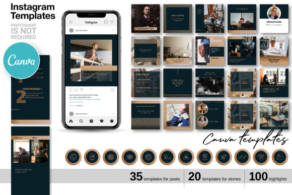 Download Dark Blue CANVA Instagram Template 69 - Instagram Collection