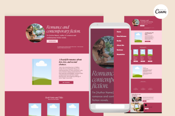 Download Canva Book Landing Page for Authors - Page Collection