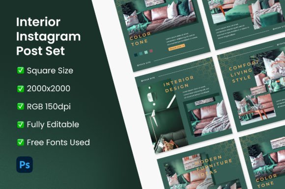 Download Modern Interior Instagram Post Set - Instagram Collection