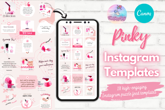 Download Glamorous Pink Instagram Puzzle Template - Instagram Collection