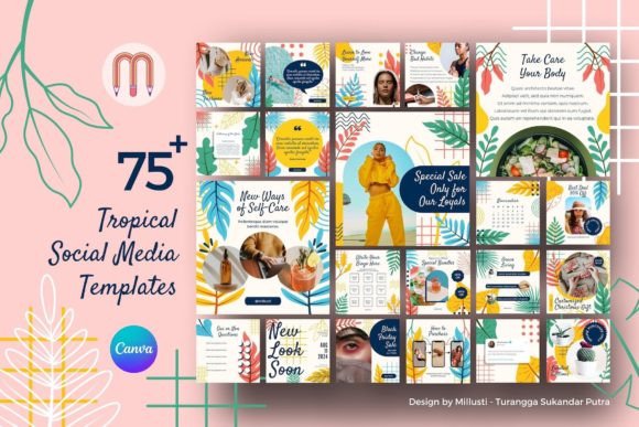 Download Tropical Leaves Canva Instagram Template - Instagram Collection