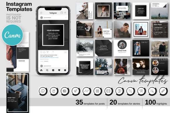 Download Black CANVA Instagram Template Kit 62 - Instagram Collection
