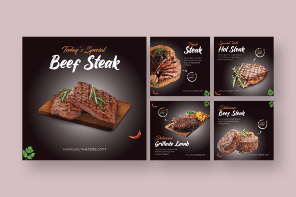 Download Steak - Food Instagram Post Template - Instagram Collection