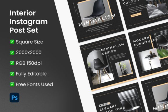 Download Modern Interior Instagram Post Set - Instagram Collection